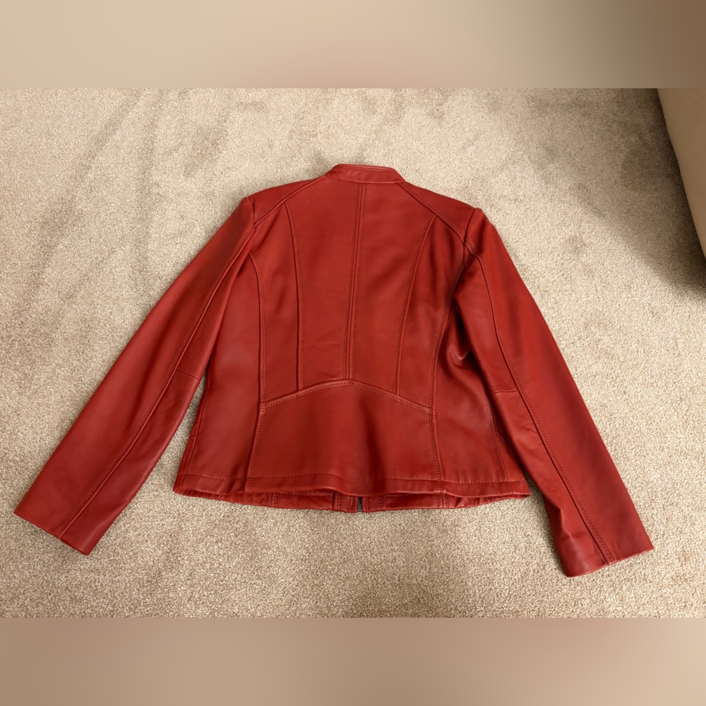 MICHAEL Michael Kors Authentic Red Leather Jacket - Size L - Picture 7 of 7
